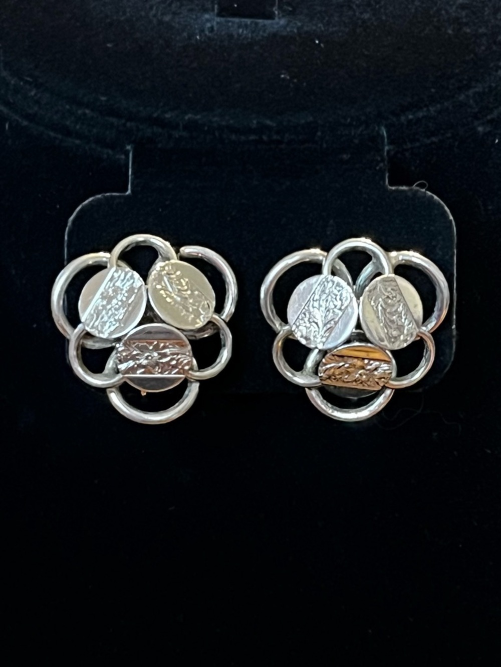 Vintage Sarah Coventry "Young & Gay" Silver Tone Disc Clip On Earrings